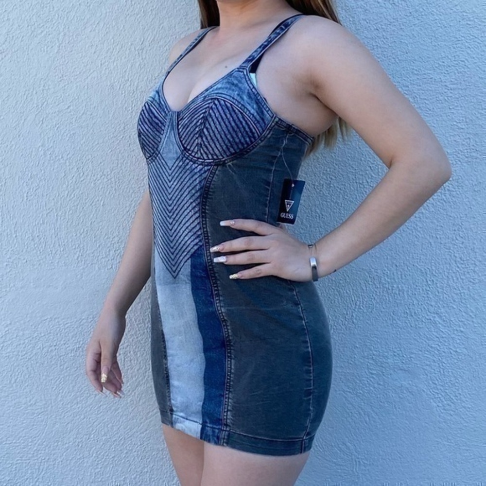 New Women’s Guess Demin Remix Bustier Dress sz S